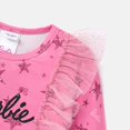 thumbnail image 6 of Barbie Girls Long Sleeves Tee Letter Star Print Mesh Panel Crewneck Pullover Outfits Sizes 2-6, 6 of 7
