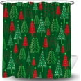 thumbnail image 2 of Christmas Shower Curtain Red Green Xmas Tree Star Polka Dots Cartoon Modern Geometric Pine Fir Simple Winter Holiday Happy New Year Bath Curtain with Hook, 2 of 6