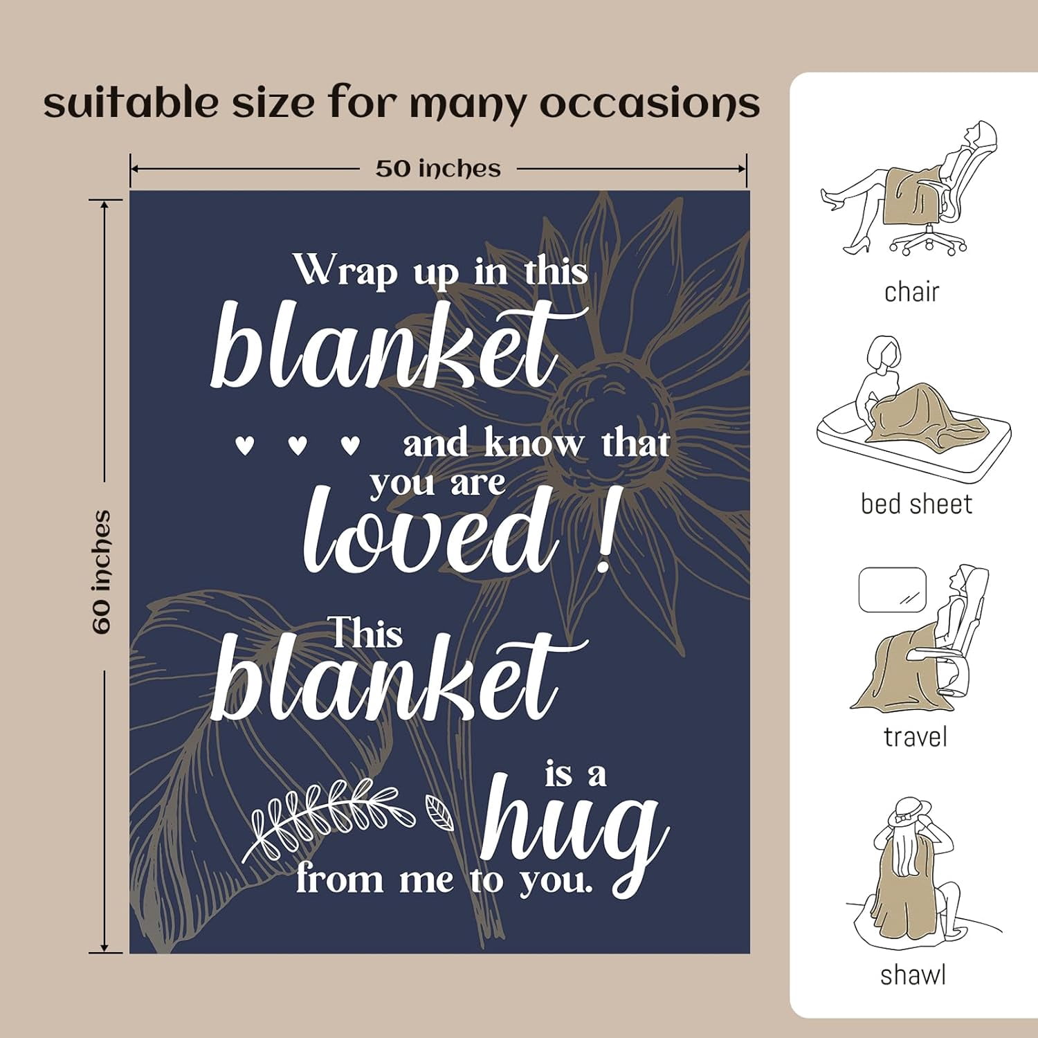 Get Well Soon Gifts, Hug Blanket, Inspirational Gifts for Her Him, Cancer Care Gifts for Women or Men, Encouragement Healing/After Surgery/Thinking of You Gifts