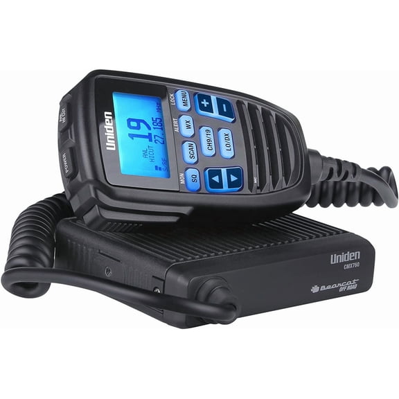 CMX760 Bearcat Off Road Series Compact Mobile CB Radio, 40-Channel Operation, Ultra-Compact for Easy Mounting, Large 7-Color Backlit LCD Display on Mic with Built-in Speaker Mic, Black