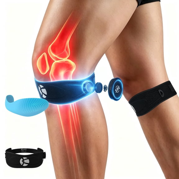Kuangmi Dial Adjustable Patella Knee Strap M Size, Silicone Support Band for Running Basketball Knee Pain Relief