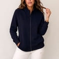 thumbnail image 2 of Josdec Women's Full Zip Sweatshirt Jacket Long Sleeve Stand Collar Dual Side Pockets Ribbed Cuff Solid Color Casual Coat Tops M-4XL, 2 of 6