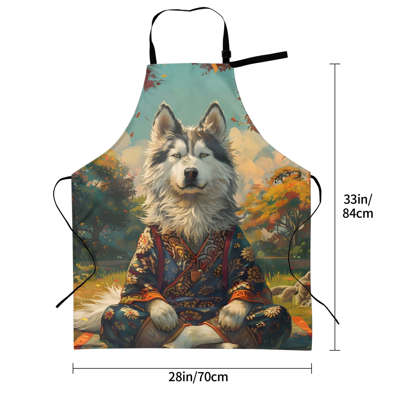 Kdxio Forest Maple Leaf Husky Apron with Pockets Adjustable Kitchen Aprons for Men Women Waterproof Aprons for Cooking,Drawing,Crafting, Baking Household Cleaning
