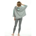 thumbnail image 6 of Women’s Crop Top Hoodie Sweatshirt Oversized Casual 3/4 Sleeve One Size Grey, 6 of 7