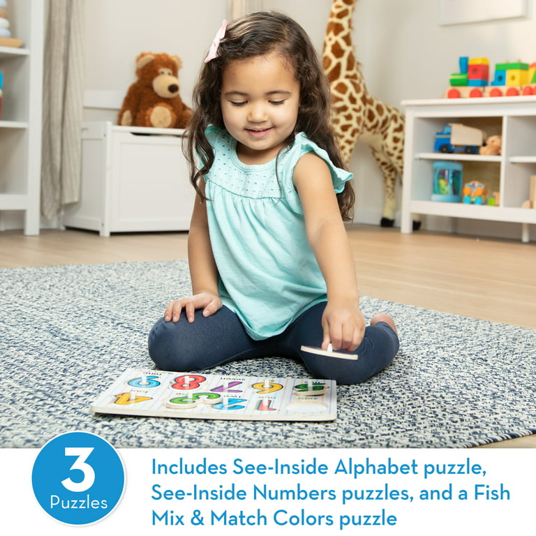 Melissa & Doug Classic Wooden Peg Puzzles (Set of 3) - Numbers