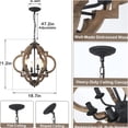thumbnail image 2 of JERFIT 6-Light Farmhouse Orb Chandelier with Wood Beads, Dimmable Hanging Pendant Light for Dining Room Kitchen Island Bedroom Entryway, 2 of 8