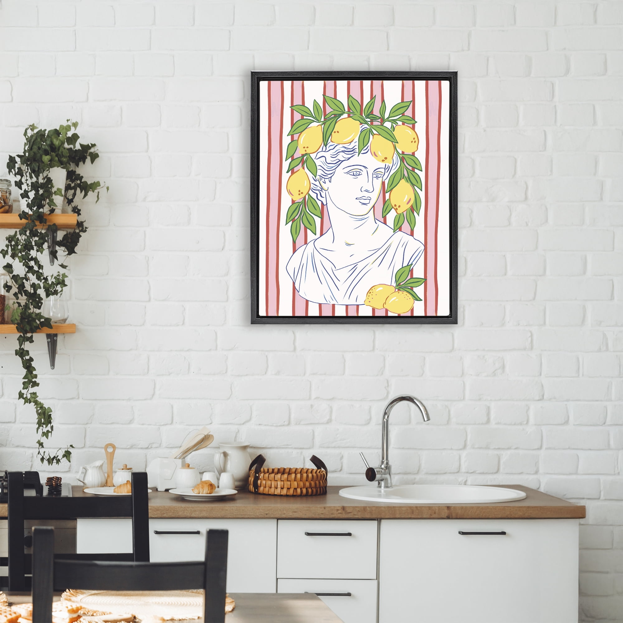 Stupell Industries La Limona Sculpture Face Black Framed Floater Canvas Wall Art, design by Radhika Modi