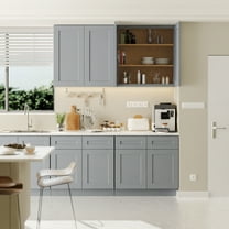 Light Gray Single Door Kitchen Wall Cabinet ,Solid Wood with Adjustable Shelves Mounted Cabinet for Bathroom Storage, Laundry, Ready to Assemble(12”W×12”D×42”H)