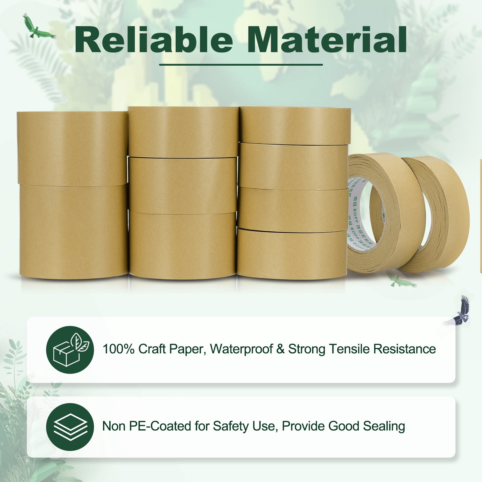 Uxcell 2.8" x 55 Yards Brown Packing Tape, 1 Roll Heavy Duty Kraft Tape for Sealing Cardboard Boxes