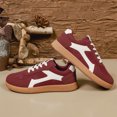 thumbnail image 5 of Tennis Shoes Womens Color Block Suede Fashion Trainers Athletic Shoes Lace up Antislip Flat Sneakers Lightweight Skate Shoes Wine Size 6, 5 of 7