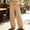 #304-Khaki, variant on Womens Plus Size Wide Leg Pants Crinkled Loose Fit Elastic Waistband Side Pocket Solid Soft Breathable Casual Linen Trousers for Summer Gift
