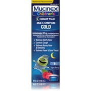 Mucinex Children's Multi-Symptom, Night Time Cold Liquid, Mixed Berry 4 oz (Pack of 2)