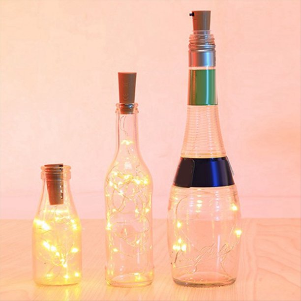 10Pcs 2M 20LED Luces Solares de Cadena para de Vino IP65 Luces de Hadas en Forma de Corcho de Alambre de Cobre Impermeables para Decoración de Bodas,A