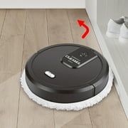 Robot Vacuum and Mop, Rechargeable Vacuum Mop Robot with Spray Function and Wet&Dry Pads, Built In1500mAh Battery,Automatic Escape, for Board, Marble, Ceramic Tile(Black)