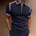 thumbnail image 4 of UVEASISHA Mens Golf Quarter Zip,Men's Short Sleeve Zipper Polo Shirt 2024 Lapel Collar Casual Slim Fit Tshirts Half Zip Muscle Golf Shirts,Dark Blue M, 4 of 4
