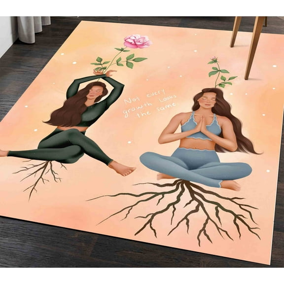 Yoga Girls Rug, Fitness Rug, Meditatioan Rugs, Modern Rug, Woman Rug, Non-Slip Carpet, Front Door Rug, Housewarming Gift, Girl Room Rug, 2.6'x6.5' - 80x200 cm