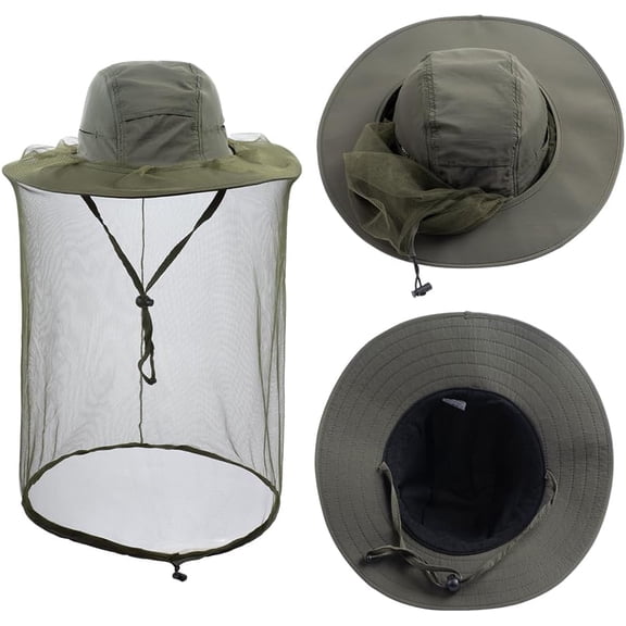 Mosquito Netting Bee Keeper Hat,Garden Bug Gnats Face Cover Head Net Veil Costume Dog Grooming Cap for Women Men Fishing 1Pack