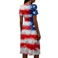 thumbnail image 5 of 4th Of July Dress for Women Swing Flowy Midi American Flag Dress Short Sleeve Midi Summer Long Dresses, 5 of 5