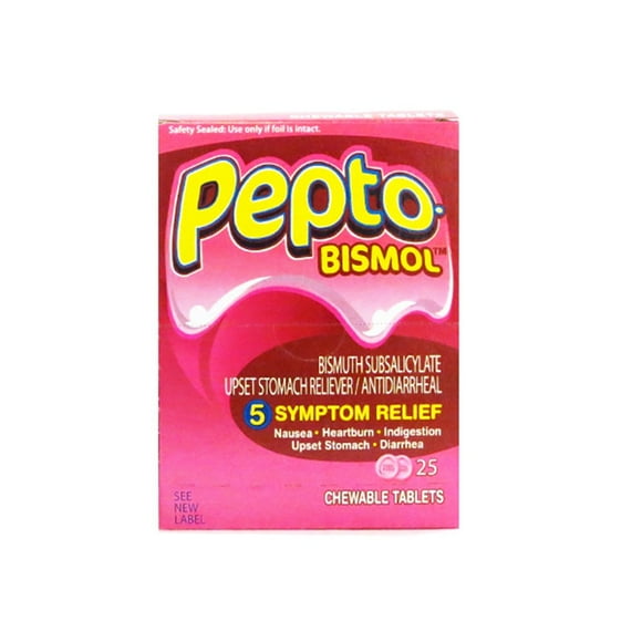 Pepto-Bismol Comprimés à Croquer pour le Soulagement Digestif (25/2 dans 1 Boîte)