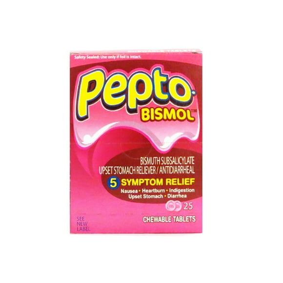 Pepto-Bismol Chewable Tablets For Digestive Relief (25/2 In 1 Box)