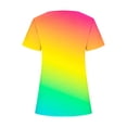 thumbnail image 4 of Raeneomay Split Hem Shirt and Oversized T Shirts Women's Short Sleeved Gradient Printed Neck Button Open Hem T-Shirt Top, 4 of 4