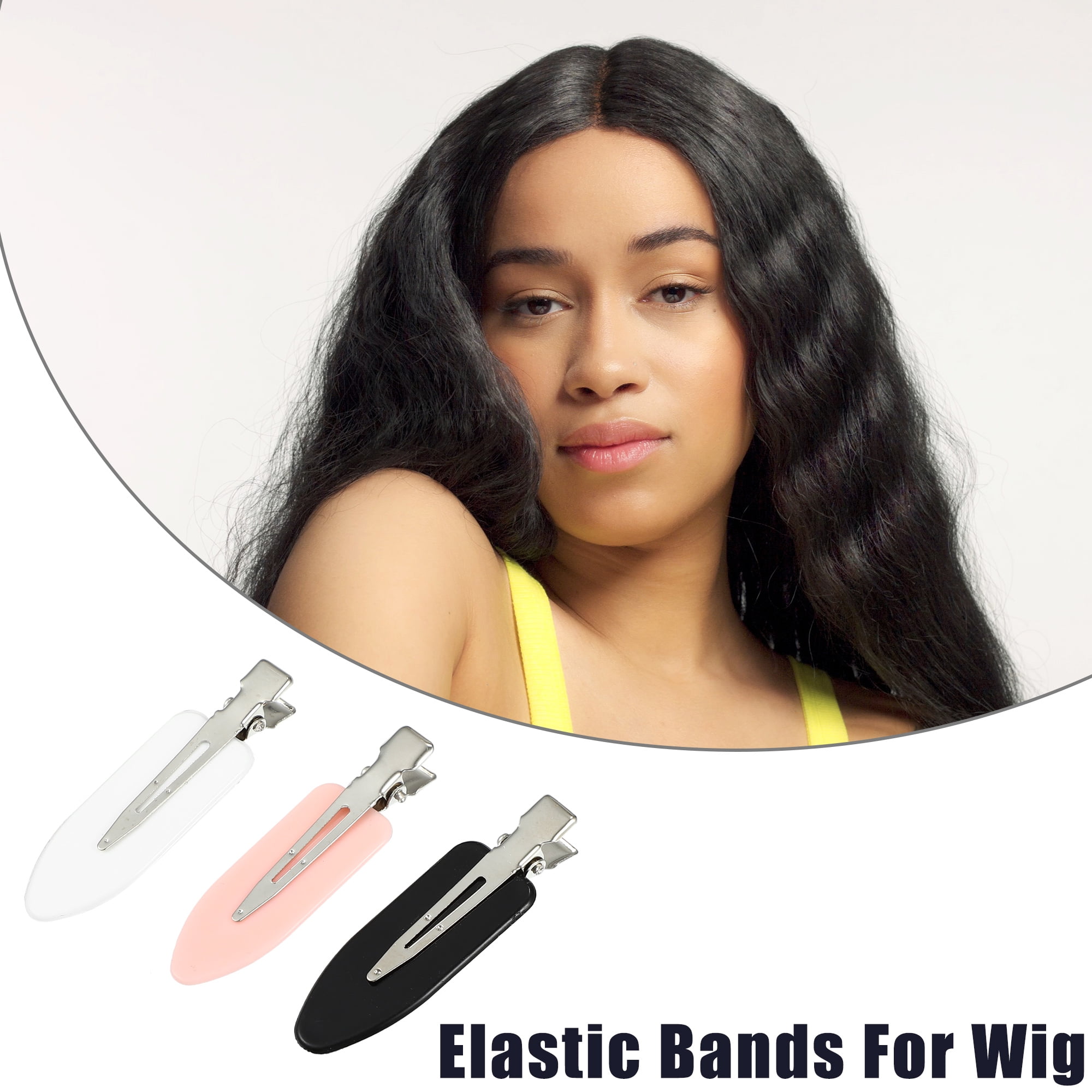 Unique Bargains Plastic Barrettes Leaf-Shaped Black White Pink 2.36"x0.71" 8 Pcs