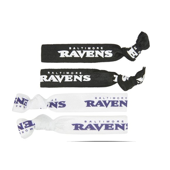 Aminco NFL Baltimore Ravens Lazos elásticos para el cabello, paquete de 4