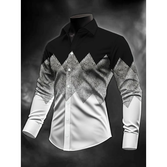 Men's Cool Skull Graphic 3D Print Long Sleeve Casual Button Down Hawaiian Shirts White Striped XL