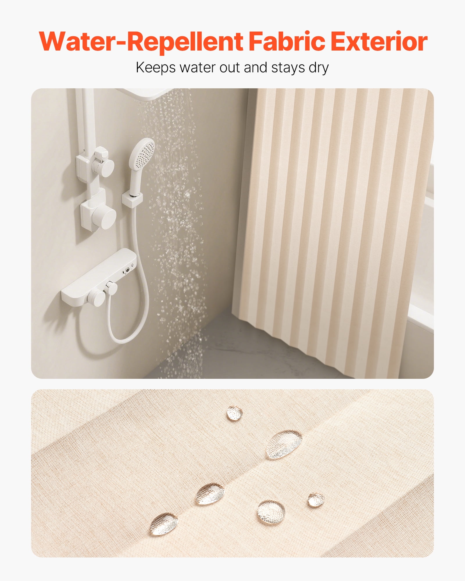 VEVOR Accordion Door, 47 x 78 inch, Blackout Fabric Folding Magnetic Door Curtain, with Hanging Hooks, Interior Room Divider for Doorways, Closets, Bedrooms, Bathrooms, Living Rooms, Beige, 1 Panel