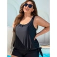 thumbnail image 7 of Charmo Plus Size Tankini Tops for Womens Ruched Front Swim Tops Tummy Control Bathing Suit Tops Built-in Bra(No Bottom), 7 of 7