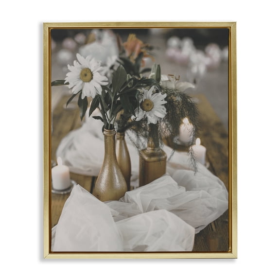 Stupell Industries Eclectic Rustic Floral Still Life Gold Floating Frame Canvas Art, 25 x 31, by Lil' Rue