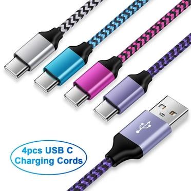 USB C Cable,FiveBox USB A to USB C Cables 6ft 4pack Android Type C Charging Cords 3A Fast USB C Charger Cables Nylon Braided USB C Charging Cable USB to Type C Cable 6ft(Rose,White,Purple,Blue)