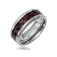 thumbnail image 1 of Mens Wedding Band in Titanium 8MM Ring with Black and Red Carbon Fiber Inlay, 1 of 1