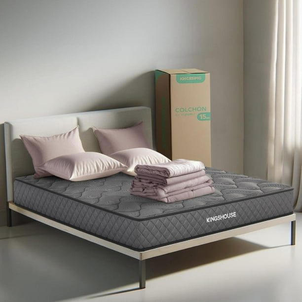 Colchon Individual En caja Memory Foam + Juego De Sabanas Edredon Kingshouse rosa