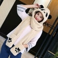 thumbnail image 3 of XIAOCHA Womens Panda‑Print Hooded Scarf Hat Plush Hats for Fall Winter Walk Hoodedscrafthats,Beige, 3 of 7