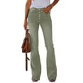 thumbnail image 2 of LANGWYQU High Waist Women Button Slim Fit Flared Denim Pants Female Jeans, 2 of 5