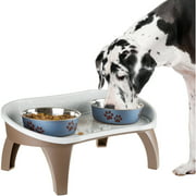 Petmaker Elevated Pet Feeding Tray with Splash Guard and Non-Skid Feet, 21"L x 11"W x 8.5"H
