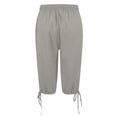 thumbnail image 5 of Bmisegm Women Shorts Casual Five Eighths Length Elastic Drawstring Casual Bottoms with Pockets Shorts for Women Light Gray S, 5 of 7