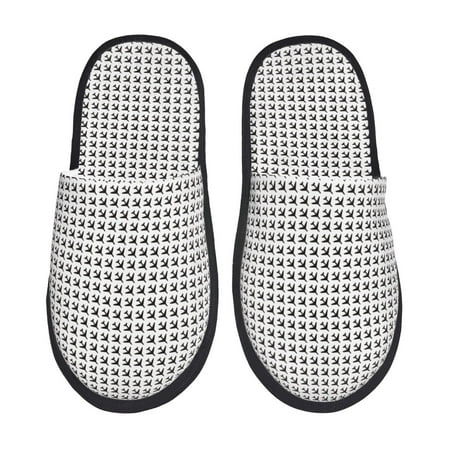 Balery Airplane Slient Indoor Furry Fleece Comfort House Shoes Soft Non-Slip Home Shoes Cotton slippers House Slippers-- Large