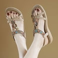 thumbnail image 6 of Gubotare Womens Sandals Sandals Women Flat Shoes Dressy Summer Bohemian Flats Shoes for Women Sandals Comfortable Ankle Strap Outdoor Walking (Beige,Size 7), 6 of 6