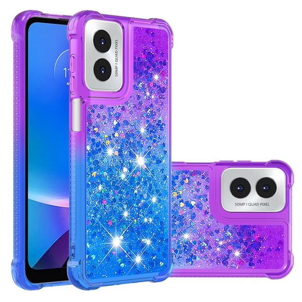 Funda para Motorola MOTO G Play 4G 2024 Transparente con Brillos Carcasa Protectora Antigolpes con Glitter Brillante