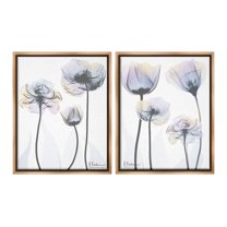 Stupell Industries Modern X-Ray Blooms Botanical & Floral Photography Brown Floater Framed Canvas Art Print Wall Art, 17 x 21, Set of 2