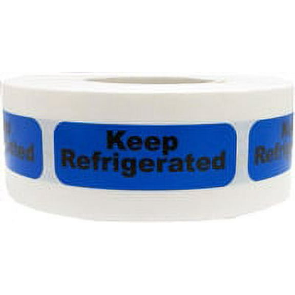 Blue "Keep Refrigerated" Warning Labels | 0.5 x 1.5" inches - 500 Pack | InStockLabels.com