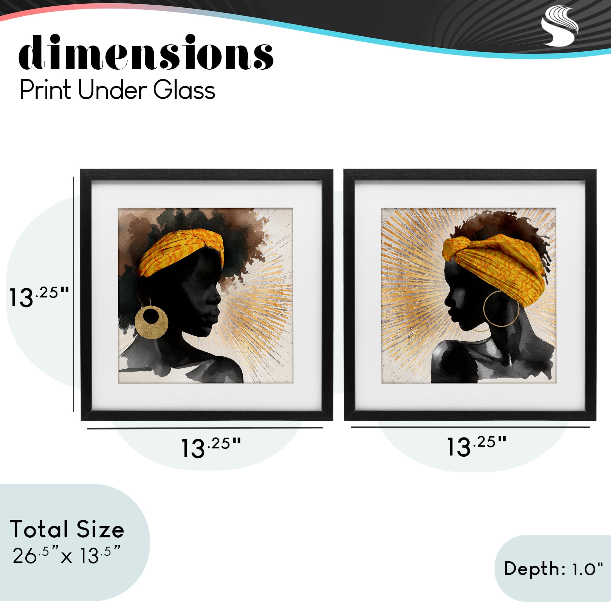 Stupell Industries Radiant Portraits Of Women 2 Piece Black Framed Print Under Glass Set, design by CAD Designs