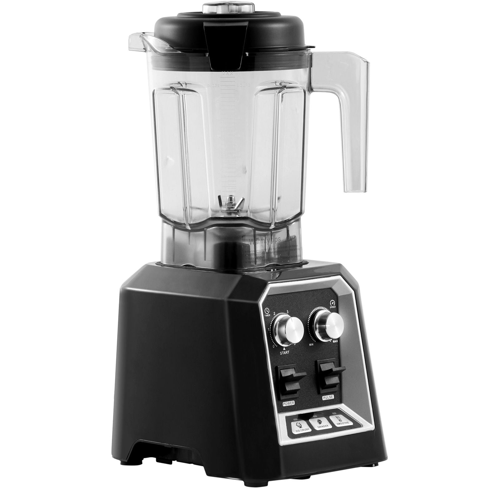 68 Oz Commercial Countertop Blender, Stainless Steel 3 Function Electric Blender for Smoothies, Ice Crushing & Frozen Drinks, Black Plastic Jar Blender