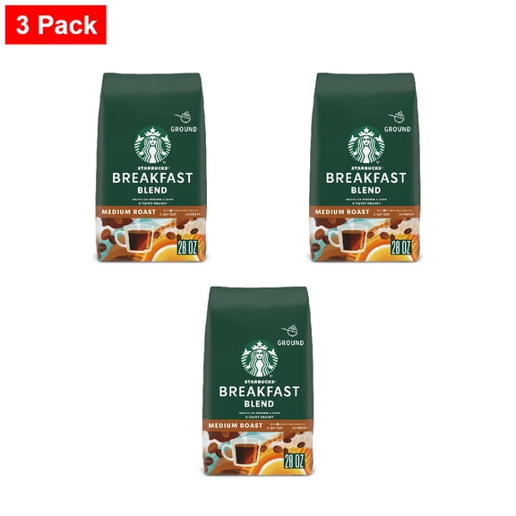Starbucks Breakfast Blend Medium Roast Ground Coffee 28 oz - 3 Pack