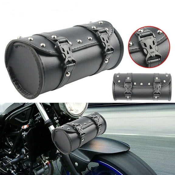 Motorcycle Bag Fork Barrel Shape Handlebar Front Fork Bag Black Saddlebags
