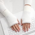 thumbnail image 2 of Women's Knitted Half Finger Gloves for Writing Driving Screen Use Soft Warm Comfortable Touchscreen Friendly Winter Accessories, 2 of 3