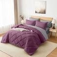 thumbnail image 2 of Flymme 7 Pieces Full Size Bed in a Bag Purple Comforter Set with Sheets Modern Quilted Diamond Bedding Sets Complete Full Bed Sets for Bedroom Decor, 2 of 8