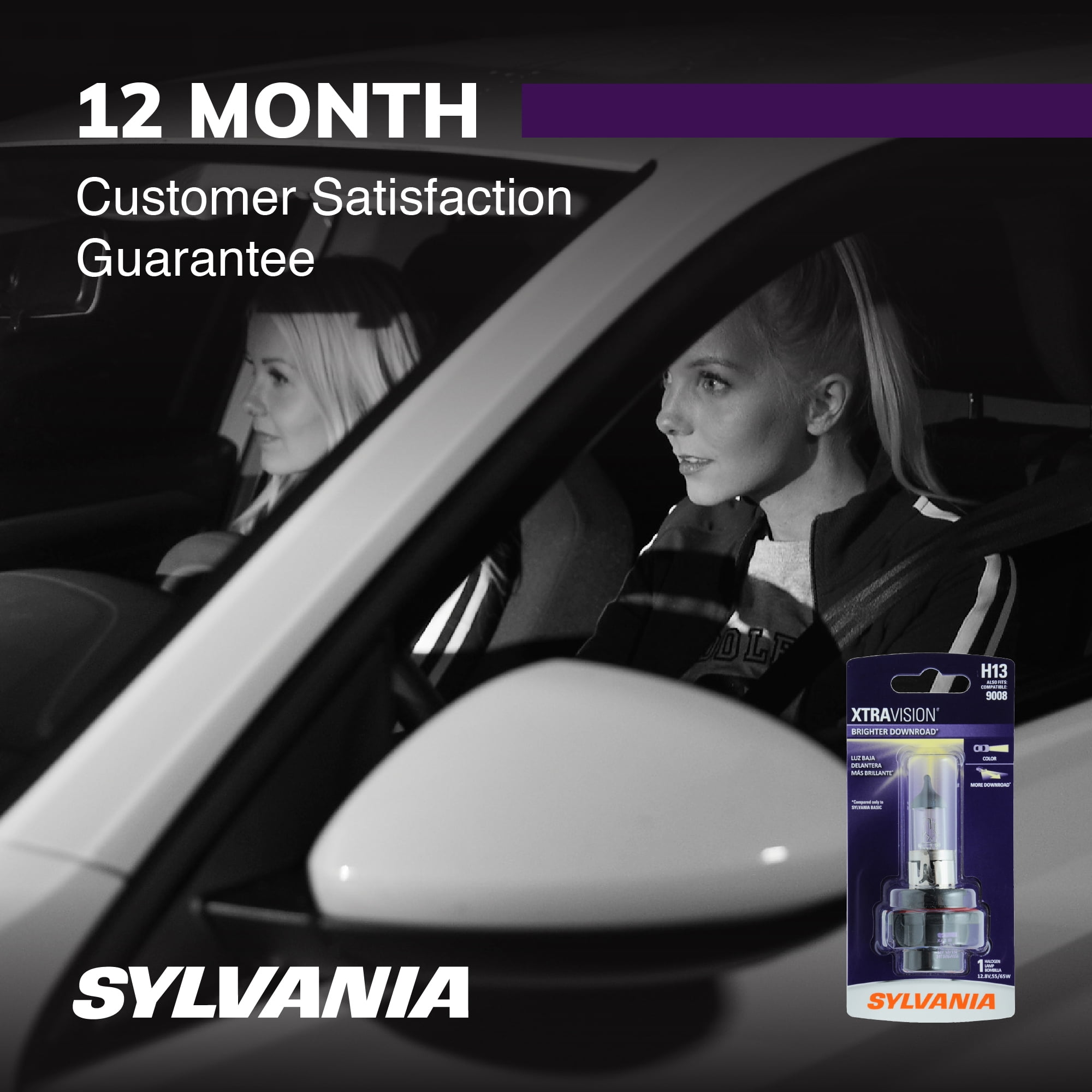 (2 pack) Sylvania H13 XtraVision Halogen Headlight Bulb, 1 Pack, Compatibile with Multiple Cars